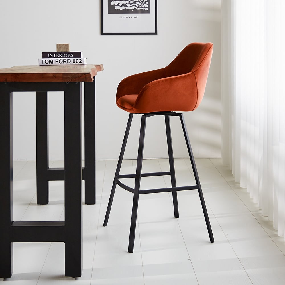 Barhocker Elise Samt Dimehouse Rost LxBxH 95x59x57 Samt Stimmungsvolles Foto von der Seite