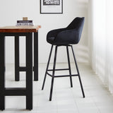 Barhocker Elise Samt Dimehouse Schwarz LxBxH 95x59x57 Samt Stimmungsvolles Foto von der Seite