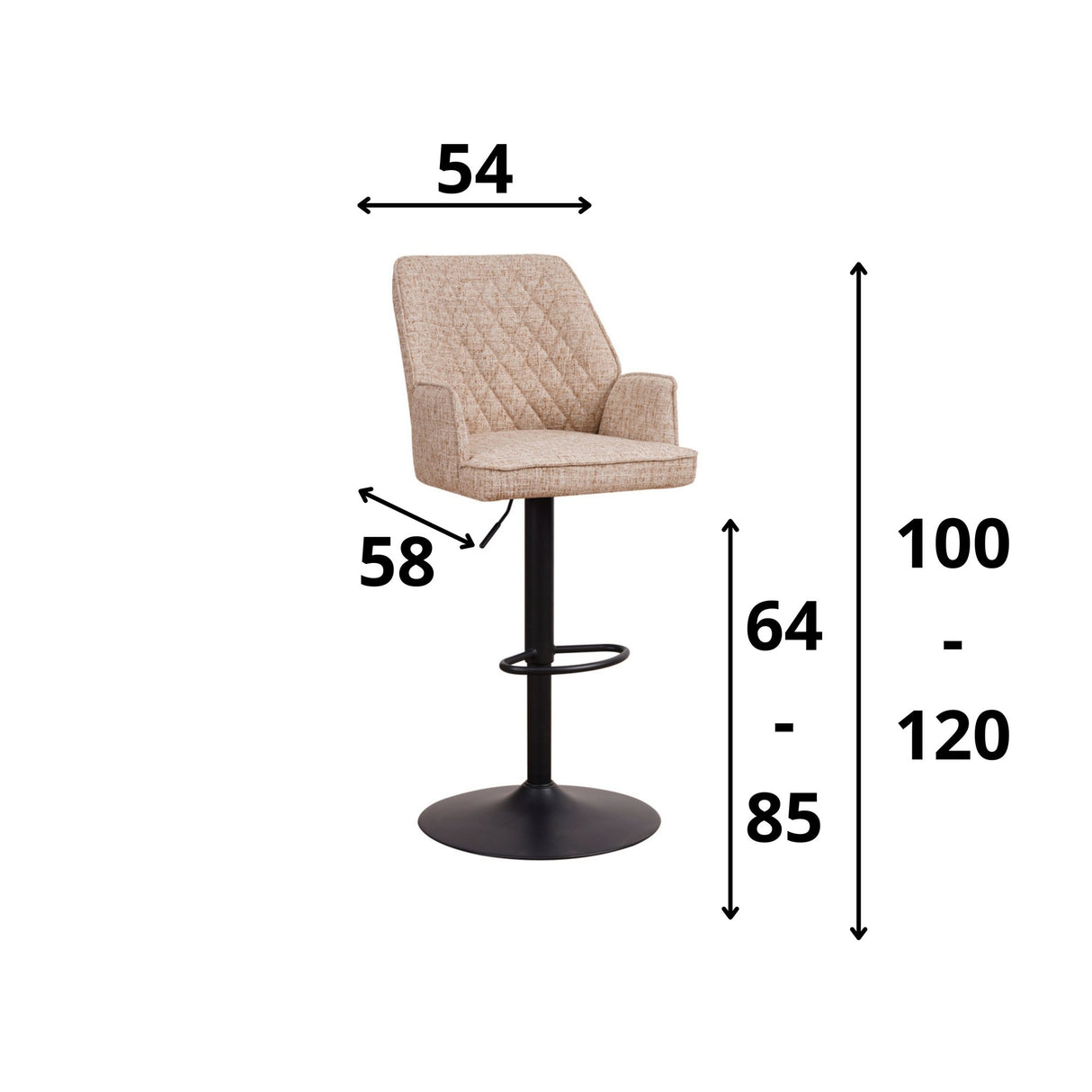 Barhocker Novan-Chenille Dimehouse Weiß LxBxH 75x58x54 Stoff Weiße Fotogrößenangabe