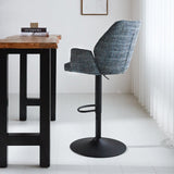 Barhocker Novan-Chenille Dimehouse Blau LxBxH 75x58x54 Stoff Stimmungsvolle Foto-Seitenansicht