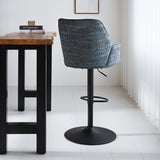 Barhocker Novan-Chenille Dimehouse Blau LxBxH 75x58x54 Stoff Stimmungsvolle Fotodiagonale Rückansicht