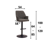Barhocker Novan-Chenille Dimehouse Dunkelgrau LxBxH 75x58x54 Stoff Weiß Fotogrößenangabe