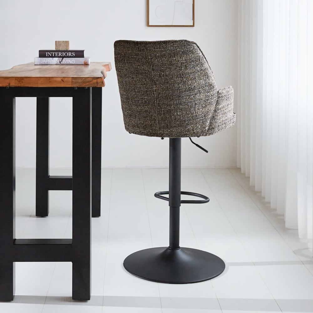 Barhocker Novan-Chenille Dimehouse Dunkelgrau LxBxH 75x58x54 Stoff Stimmungsvolle Fotodiagonale Rückansicht