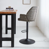 Barhocker Novan-Chenille Dimehouse Dunkelgrau LxBxH 75x58x54 Stoff Stimmungsvolle Foto-Seitenansicht