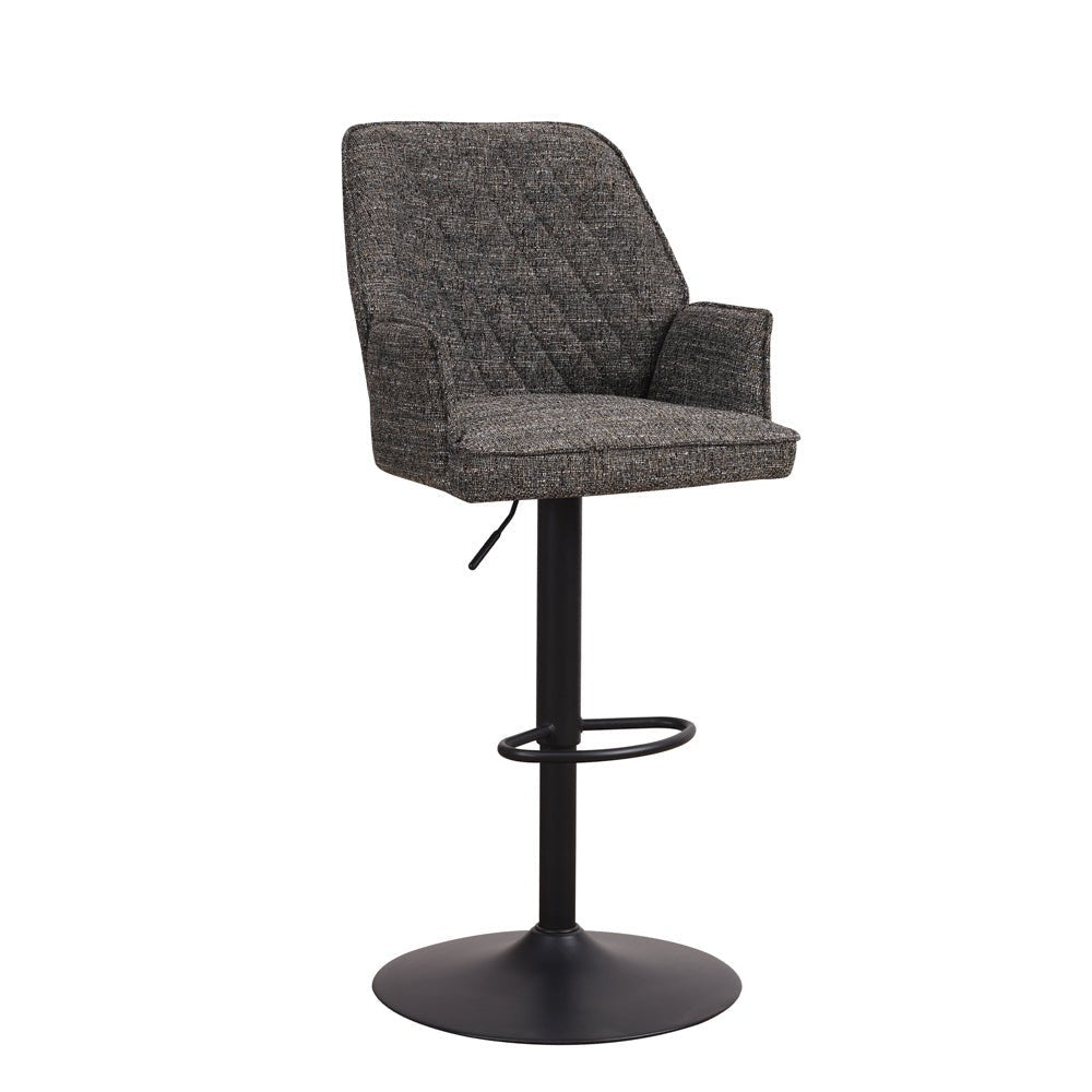 Barhocker Novan-Chenille Dimehouse Dunkelgrau LxBxH 75x58x54 Stoff Weißes Foto diagonale Vorderansicht