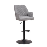 Barhocker Novan-Chenille Dimehouse Hellgrau LxBxH 75x58x54 Stoff Weißes Foto diagonale Vorderansicht
