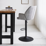 Barhocker Novan-Chenille Dimehouse Hellgrau LxBxH 75x58x54 Stoff Stimmungsvolle Foto-Seitenansicht