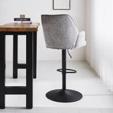 Barhocker Novan-Chenille Dimehouse Hellgrau LxBxH 75x58x54 Stoff Stimmungsvolle Fotodiagonale Rückansicht