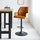 Barhocker Novan-Samt Dimehouse Cognac LxBxH 75x58x54 Stoff Stimmungsvolles Foto diagonale Vorderansicht