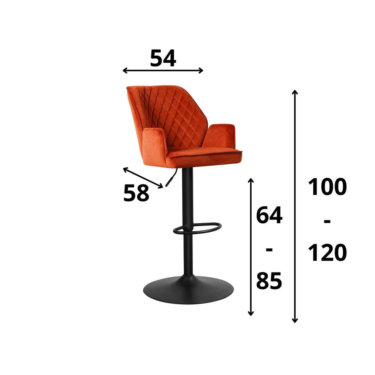 Barhocker Novan-Samt Dimehouse Kupfer LxBxH 75x58x54 Stoff Weiß Fotogrößenangabe