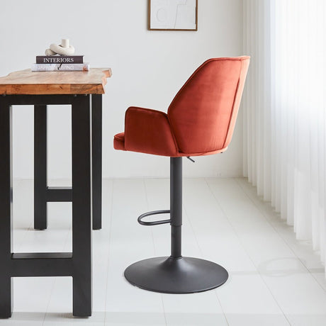 Barhocker Novan-Samt Dimehouse Kupfer LxBxH 75x58x54 Stoff Stimmungsvolle Foto-Seitenansicht