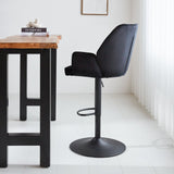 Barhocker Novan-Samt Dimehouse Schwarz LxBxH 75x58x54 Stoff Stimmungsvolle Foto-Seitenansicht