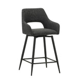 Barhocker Skye Dimehouse Schwarz LxBxH 81x63x54 Stoff Weißes Foto, diagonale Vorderansicht