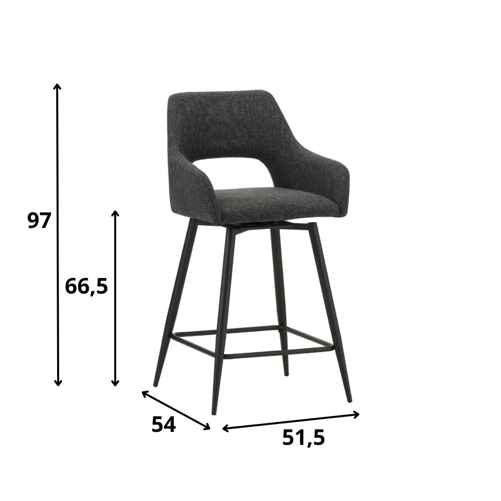 Barhocker Skye Dimehouse Schwarz LxBxH 81x63x54 Stoff Weiß Fotogrößenangabe