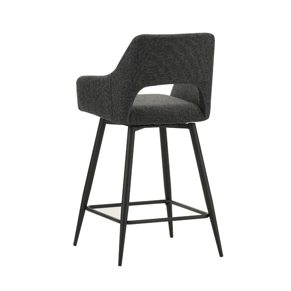 Barhocker Skye Dimehouse Schwarz LxBxH 81x63x54 Stoff Weißes Foto, diagonale Rückansicht