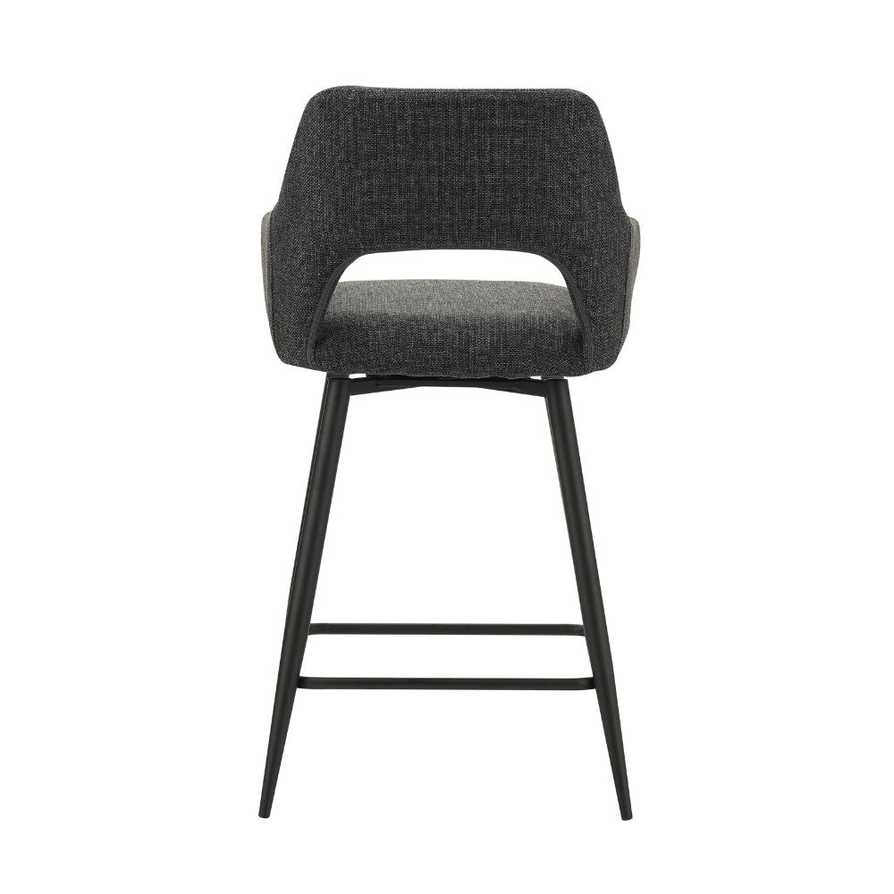Barhocker Skye Dimehouse Schwarz LxBxH 81x63x54 Stoff Weißes Foto, diagonale Rückansicht
