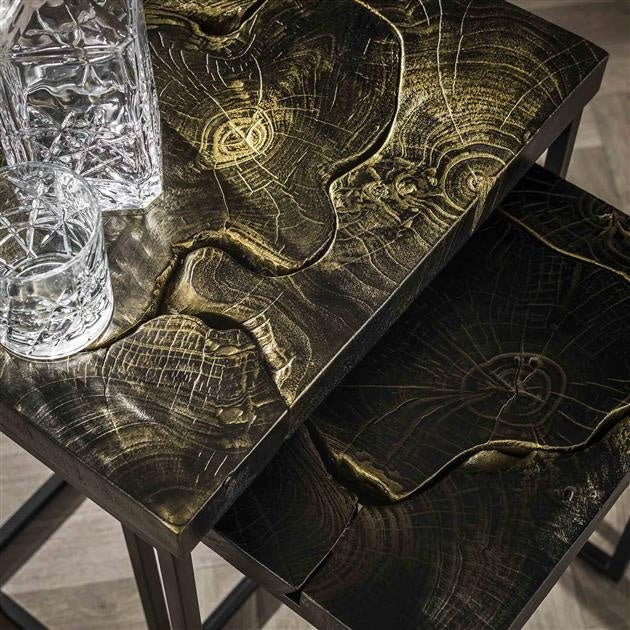 Beistelltisch Minette DH Interior Schwarz & Gold LxBxH 61x51x38 Teak Atmosphere Fotodetail