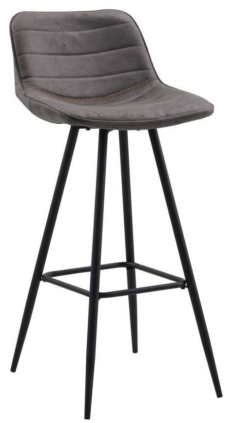 Barhocker Kenton Dimehouse Anthrazit LxBxH 84x54x49 Mikrofaser Weißes Foto diagonale Vorderansicht