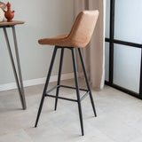 Barhocker Kenton Dimehouse Cognac LxBxH 84x54x49 Mikrofaser Stimmungsvolles Foto diagonale Rückansicht