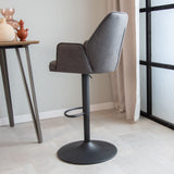 Barhocker Novan-Mikrofaser Dimehouse Anthrazit LxBxH 73x57x44 Stoff Stimmungsvolle Foto-Seitenansicht