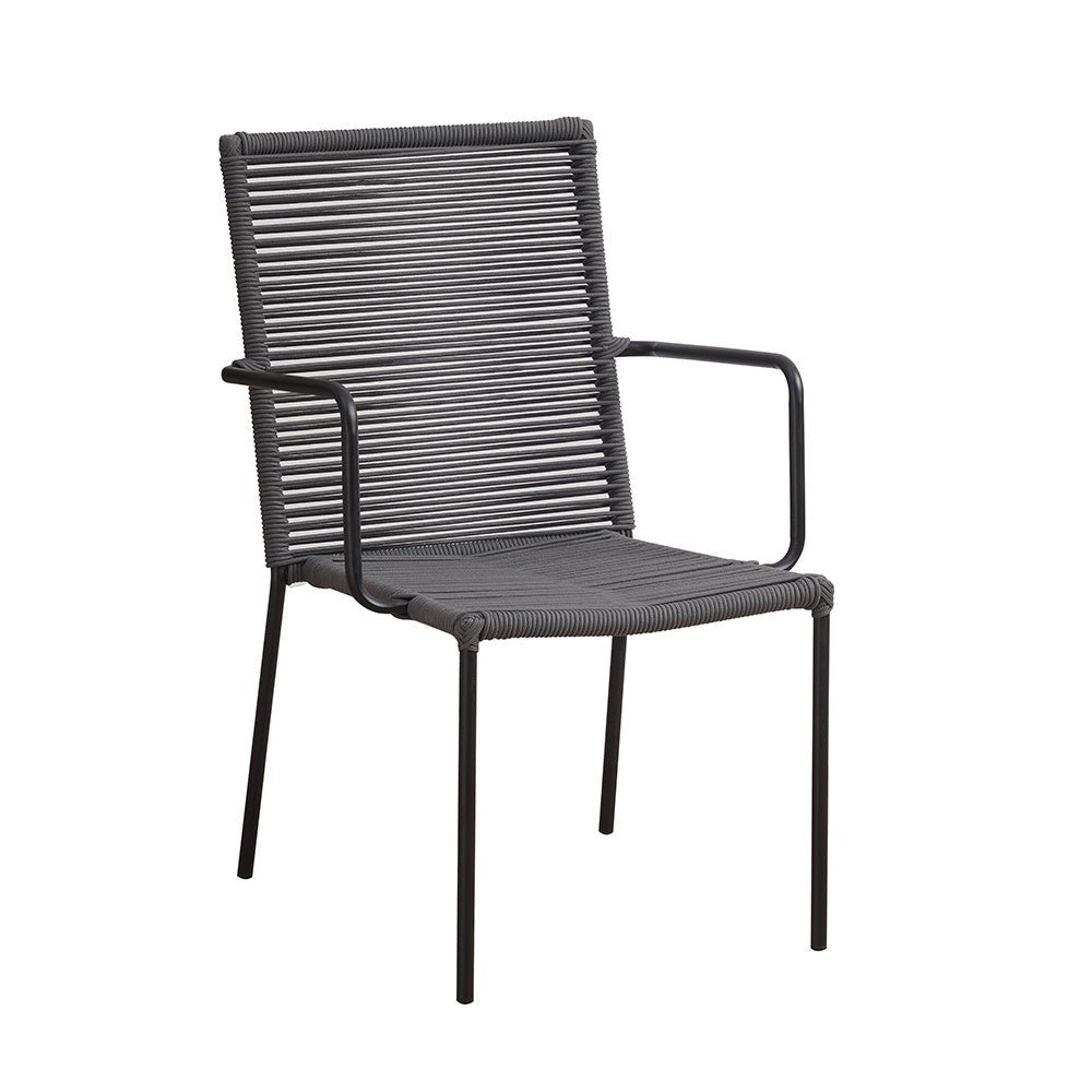 Gartenstuhl Iza Dimehouse Anthrazit LxBxH 93x69x60 Seil Weißes Foto diagonale Vorderansicht