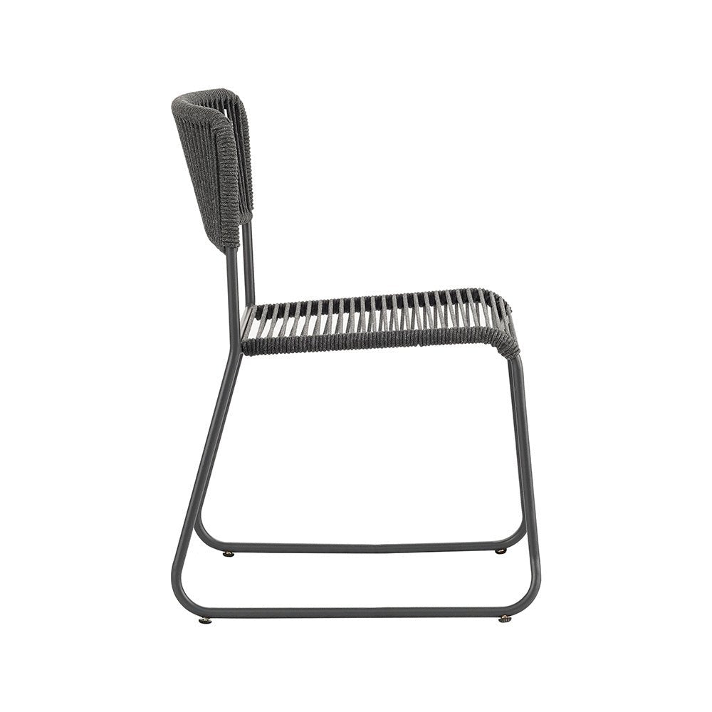 Gartenstuhl Lester Dimehouse Grau LxBxH 86x60x57 Seil Weißes Foto Seitenansicht