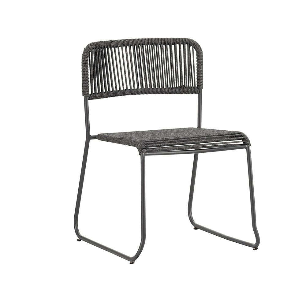 Gartenstuhl Lester Dimehouse Grau LxBxH 86x60x57 Seil Weißes Foto diagonale Vorderansicht