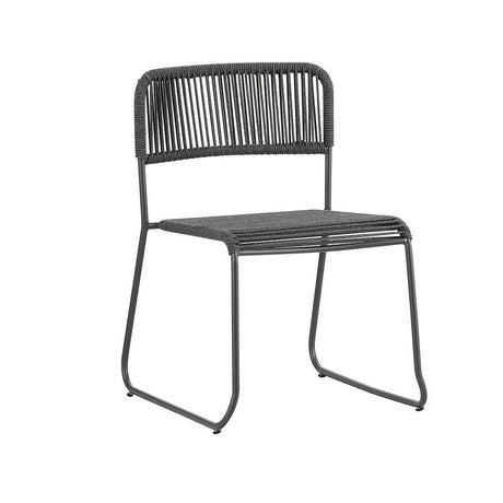 Gartenstuhl Lester Dimehouse Grau LxBxH 86x60x57 Seil Weißes Foto diagonale Vorderansicht