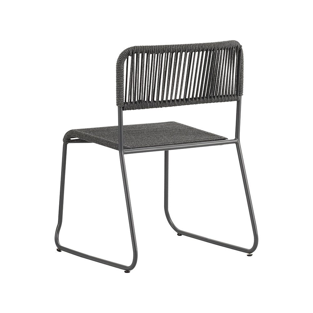 Gartenstuhl Lester Dimehouse Grau LxBxH 86x60x57 Seil Weißes Foto diagonale Rückansicht