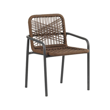 Gartenstuhl Nila Dimehouse Braun LxBxH 64x55x55 Seil Weißes Foto diagonale Vorderansicht