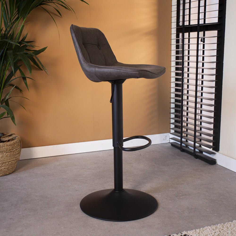 Barhocker Keston Dimehouse Anthrazit LxBxH 82x52x39 Mikrofaser Stimmungsvolle Foto-Seitenansicht