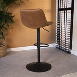 Barhocker Keston Dimehouse Cognac LxBxH 82x52x39 Mikrofaser Stimmungsvolles Foto diagonale Rückansicht