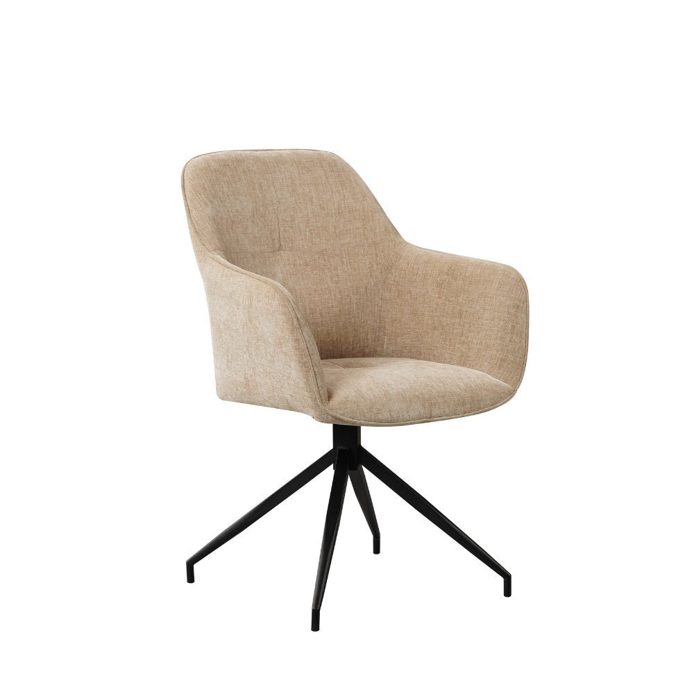 Esszimmerstuhl Camiel Dimehouse Beige LxBxH 62x61x54 Stoff Weißes Foto diagonale Vorderansicht