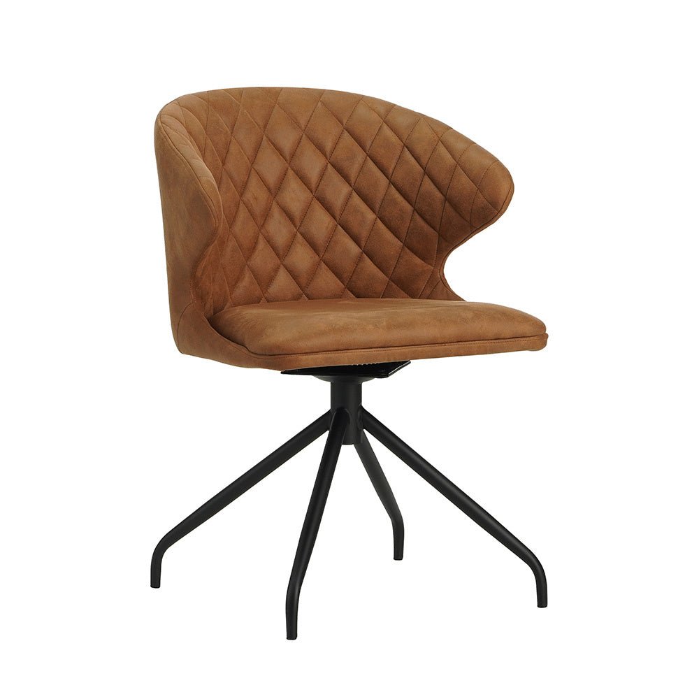 Esszimmerstuhl Eloi Dimehouse Cognac LxBxH 58x58x54 Stoff Weiß Foto diagonale Vorderansicht