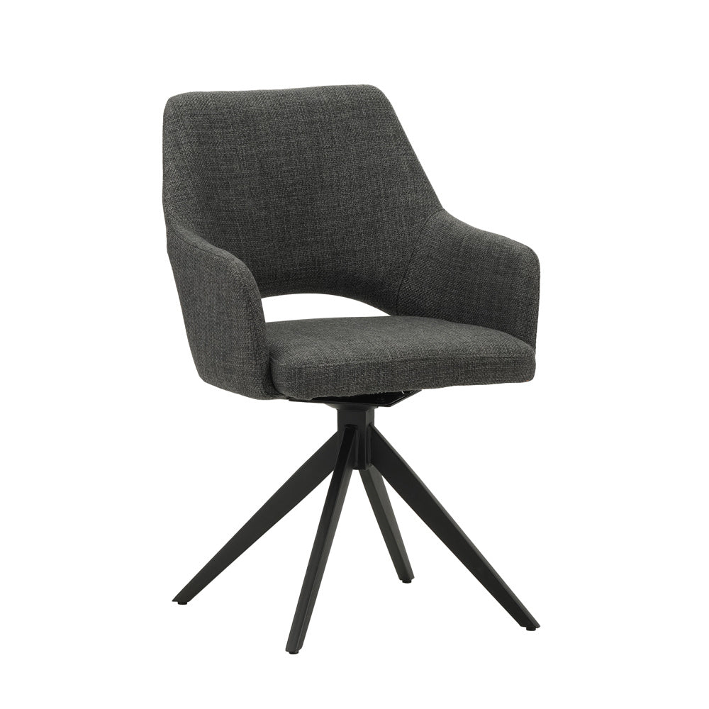 Esszimmerstuhl Sid Dimehouse Anthrazit LxBxH 59x56x53 Stoff Weiß Foto diagonale Vorderansicht