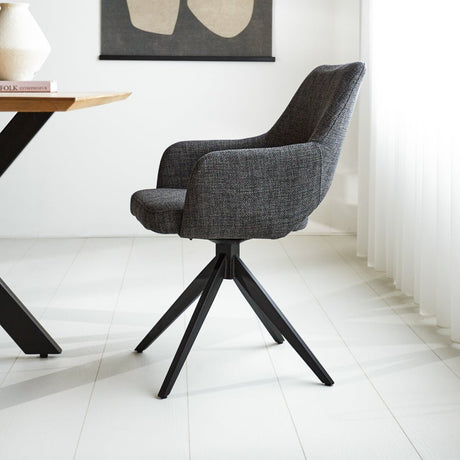 Esszimmerstuhl Sid Dimehouse Anthrazit LxBxH 59x56x53 Stoff Stimmungsvolle Foto-Seitenansicht