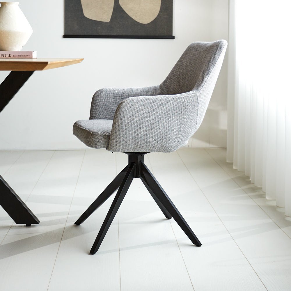 Esszimmerstuhl Sid Dimehouse Grau LxBxH 59x56x53 Stoff Stimmungsvolle Foto-Seitenansicht