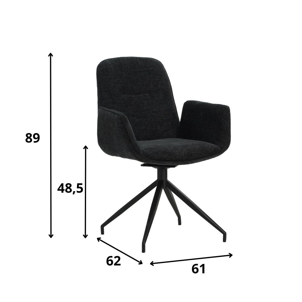 Esszimmerstuhl Nela Dimehouse Schwarz LxBxH 64x64x52 Stoff Weiß Fotogrößenangabe