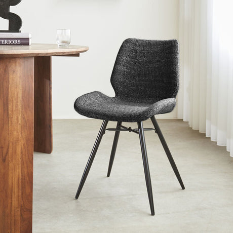 Esszimmerstuhl Beau Chenille Dimehouse Anthrazit LxBxH 72x68x50 Stoff Stimmungsvolles Foto schräg von vorne