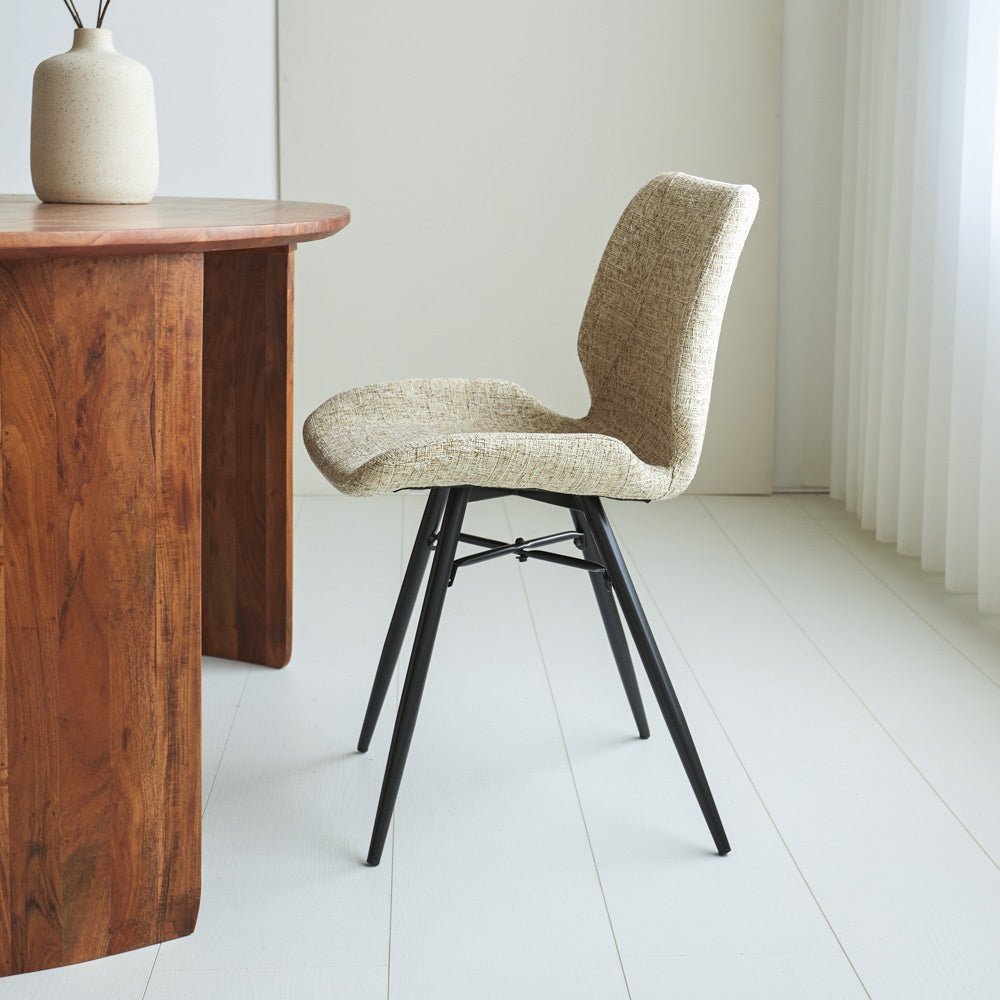 Esszimmerstuhl Beau Chenille Dimehouse Weiß LxBxH 72x68x50 Stoff Stimmungsvolle Foto-Seitenansicht