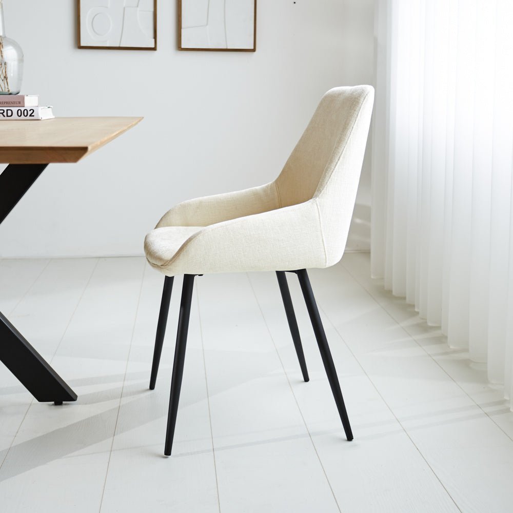 Esszimmerstuhl Elle Dimehouse Weiß LxBxH 64x61x56 Stoff Stimmungsvolle Foto-Seitenansicht