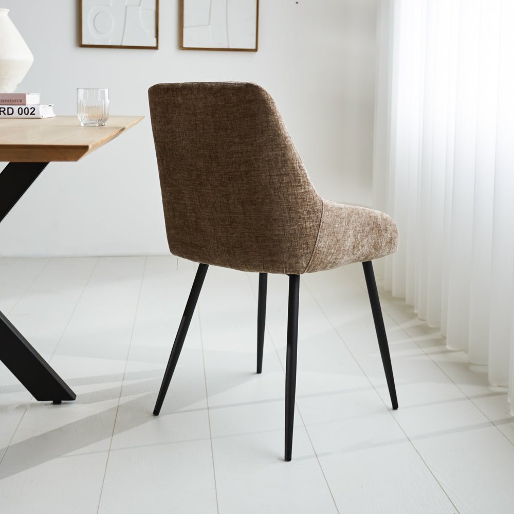 Esszimmerstuhl Elle Dimehouse Taupe LxBxH 64x61x56 Stoff Stimmungsvolle Fotodiagonale Rückansicht