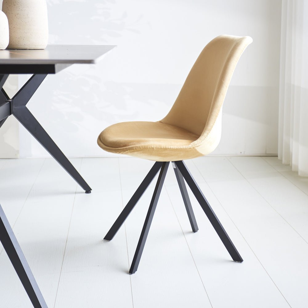 Esszimmerstuhl Jace Dimehouse Beige LxBxH 70x58x53 Stoff Stimmungsvolle Foto-Seitenansicht