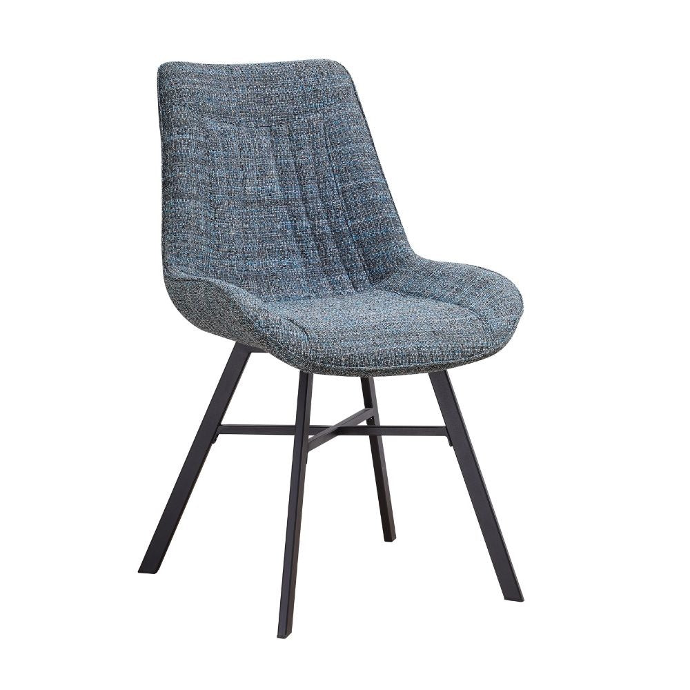 Esszimmerstuhl Jada Chenille Dimehouse Blau LxBxH 79x57x53 Stoff Weißes Foto diagonale Vorderansicht