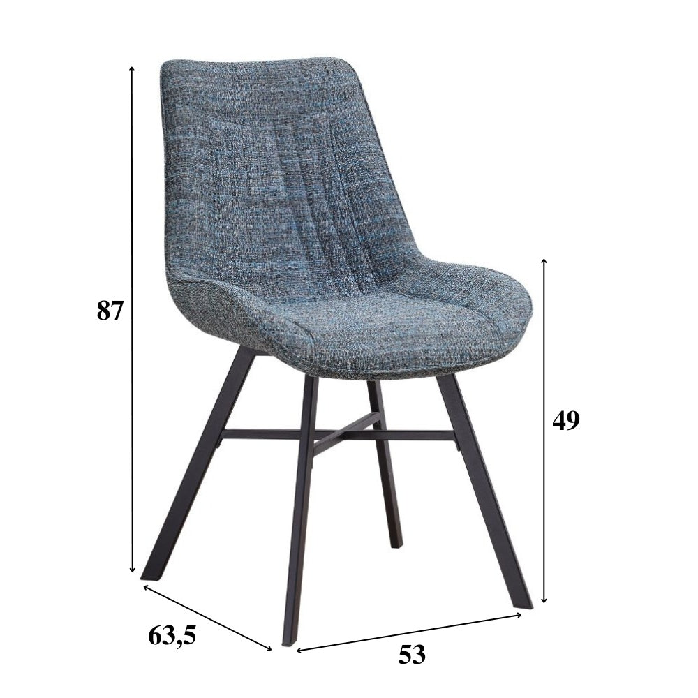 Esszimmerstuhl Jada Chenille Dimehouse Blau LxBxH 79x57x53 Stoff Weiß Fotogrößenangabe