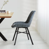 Esszimmerstuhl Jada Chenille Dimehouse Blau LxBxH 79x57x53 Stoff Stimmungsvolle Foto-Seitenansicht