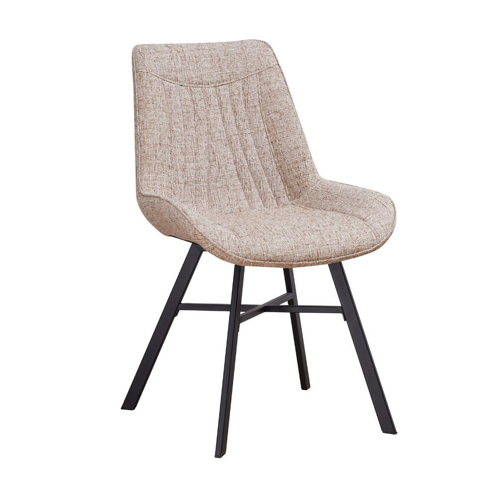 Esszimmerstuhl Jada Chenille Dimehouse Weiß LxBxH 79x57x53 Stoff Weißes Foto, diagonale Vorderansicht