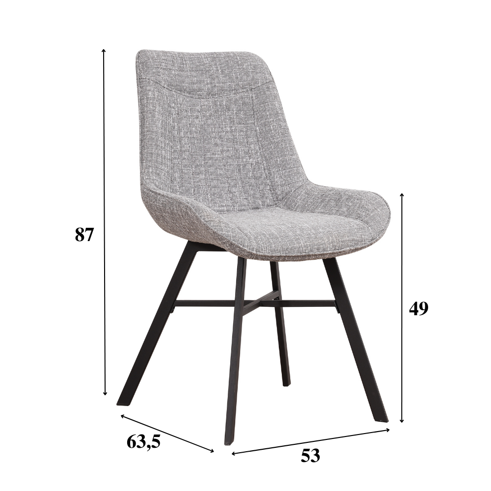 Esszimmerstuhl Jada Dimehouse Grau LxBxH 79x57x53 Stoff Weiß Fotogrößenangabe