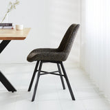 Esszimmerstuhl Jada Chenille Dimehouse Schwarz LxBxH 79x57x53 Stoff Stimmungsvolle Foto-Seitenansicht