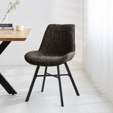 Esszimmerstuhl Jada Chenille Dimehouse Schwarz LxBxH 79x57x53 Stoff Stimmungsvolles Foto diagonal von vorne